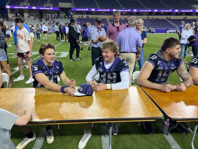 TCU Spring Football Game #25 James Koshakji_#39 Griffin Kell_#19 Jared Wiley_autographs